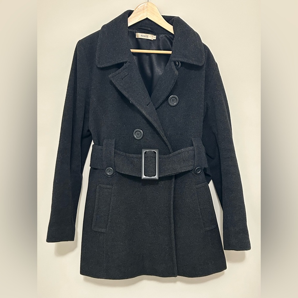 Ricki's Elegant Charcoal Pea Coat women’s size Large